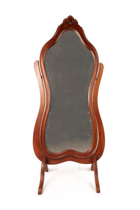 A Shaped Wooden Cheval Mirror