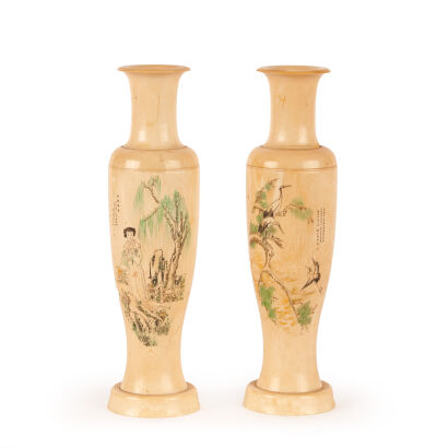 A Pair of Chinese Ivory Vases