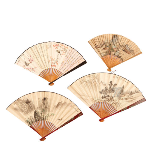 Four Paper Fold Fans