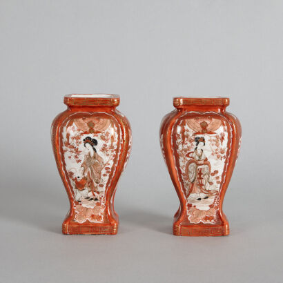 A Pair of Japanese Meiji Period Kutani Vases