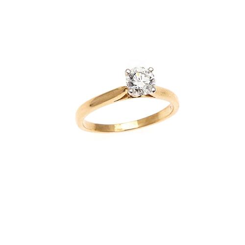 18ct Yellow and White Gold Solitaire Diamond Ring