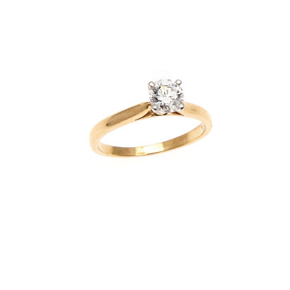 18ct Yellow and White Gold Solitaire Diamond Ring