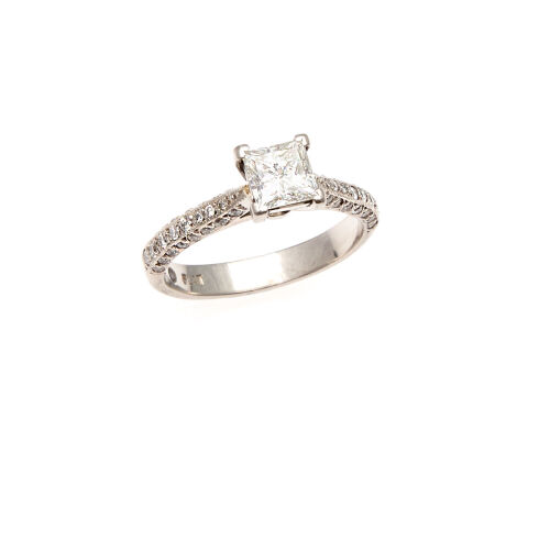 Platinum 0.80ct Princess Diamond Ring