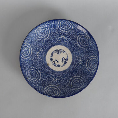 A Japanese Late Meiji Period Blue and White 'Floral' Saucer