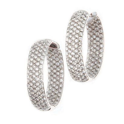 Pair of 18ct White Gold Diamond Hoop Earrings