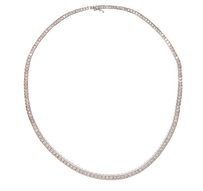 18ct White Gold 12.64ct Diamond Rivière Necklace