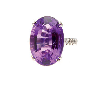 18ct White Gold 15.93ct Amethyst and Diamond Cocktail Ring