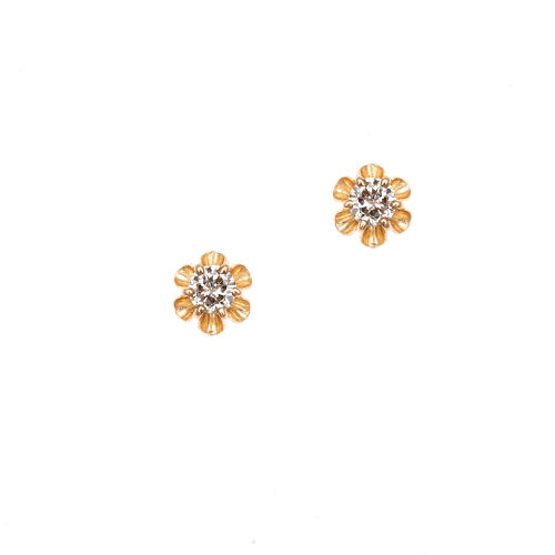 A Pair of 14ct Yellow Gold and Diamond Earrings