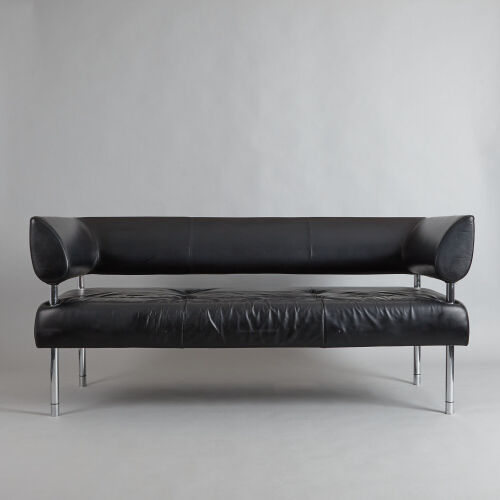 A Modernist Italian Chrome and Leather Sofa