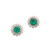 A Pair of 18ct White Gold Emerald and Diamond Cluster Earrings