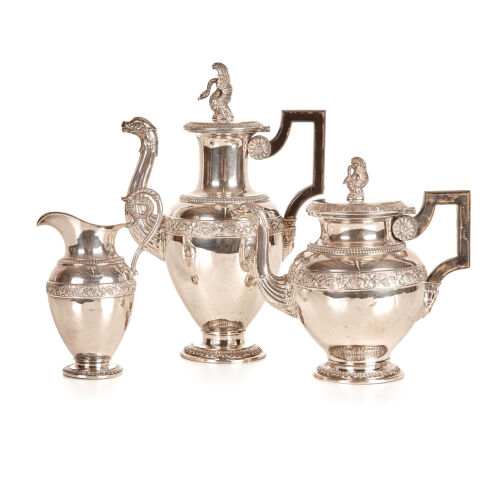 A Three Piece Continental Silver Plate Tea and Coffee Service