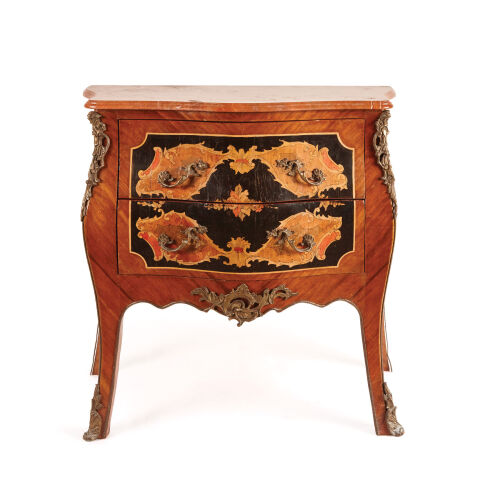 A Louis XV Style Marbled Two Drawer Commode