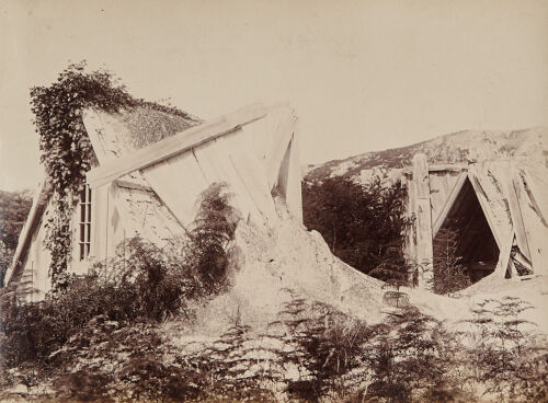 PHOTOGRAPHER UNKNOWN Ruin of Church of England at Wairoa 3 yrs after Eruption