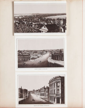 PHOTOGRAPHER UNKNOWN Panorama of Auckland - From Symonds Street; Queen Street, Auckland; Shortland Street, Auckland; The South Transept, Bolton Abbey; The Stepping Stones, Bolton Abbey