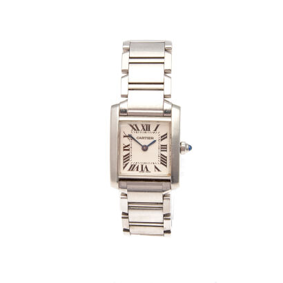 A Stainless Steel Cartier Tank Francaise Wristwatch