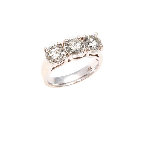 14ct White Gold Diamond Three Stone Ring