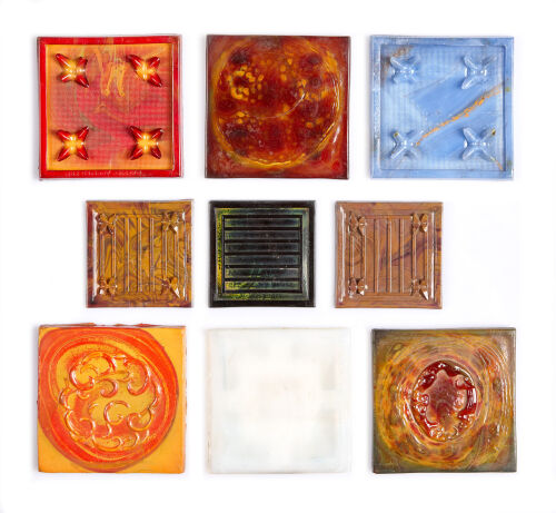 A Set fo 9 Tiffany Studios Tiles C. 1910