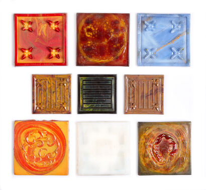 A Set fo 9 Tiffany Studios Tiles C. 1910