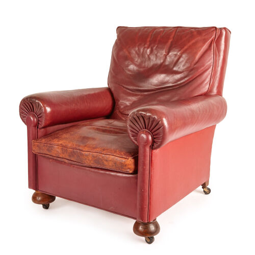 An Early-20th Century Burgundy Leather Club Chair