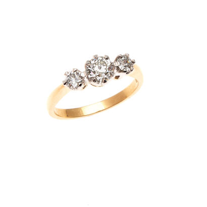 18ct White and Yellow Gold Diamond Three Stone Ring