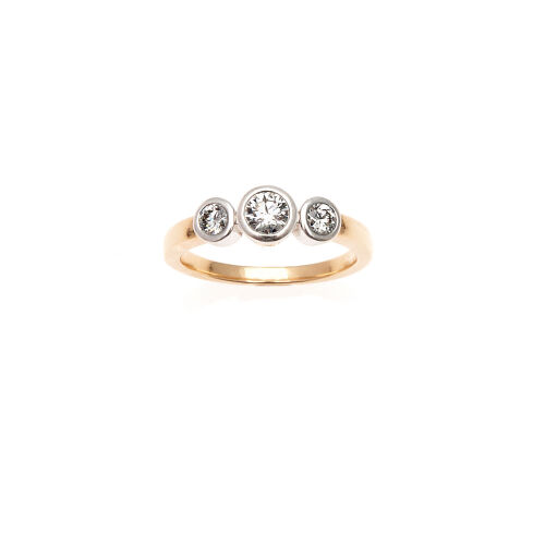 18ct Yellow and White Gold Diamond Three Stone Ring