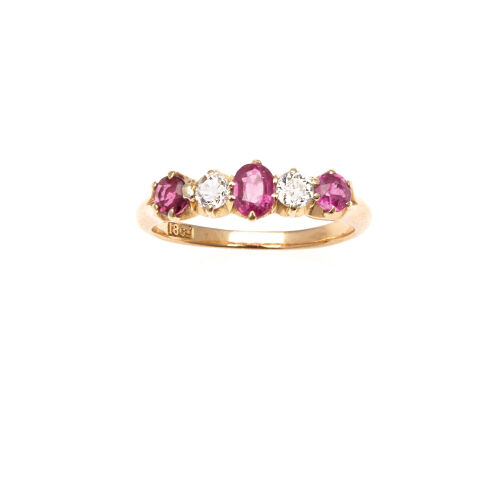 18ct Yellow Gold Antique Ruby and Diamond Ring