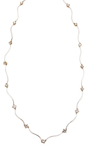 18ct White and Yellow Gold Diamond Wave Necklace