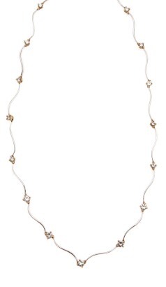 18ct White and Yellow Gold Diamond Wave Necklace