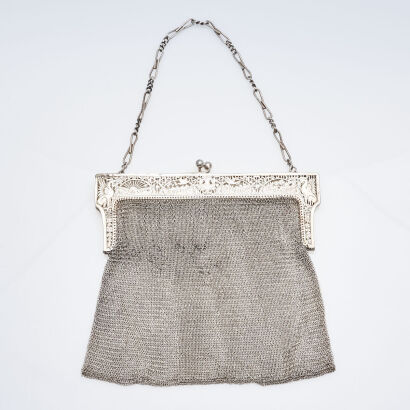 Heavy Antique Silver Mesh Purse