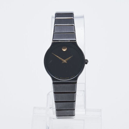 Movado Black Steel Wristwatch