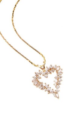 14ct Yellow Gold Heart Shaped Diamond Pendant