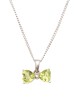 9ct White Gold Peridot and Diamond Bow Pendant