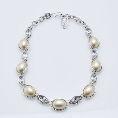 Yves Saint Laurent Faux Pearl and Rhinestone Necklace