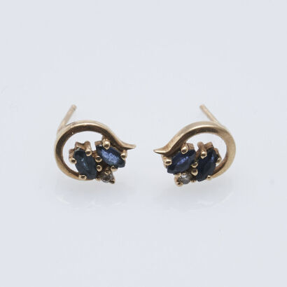 9ct Sapphire and Diamond Earrings