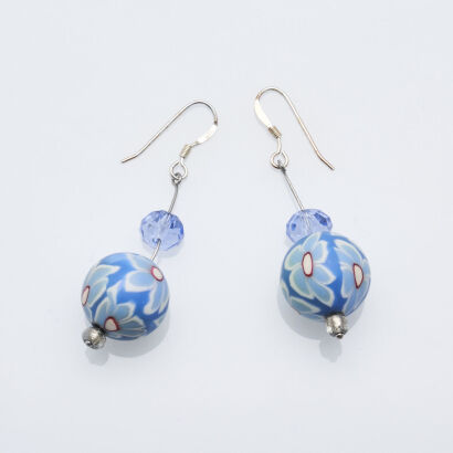 Blue Flower Crystal Earrings