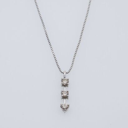 18ct White Gold Trinity Diamond Necklace