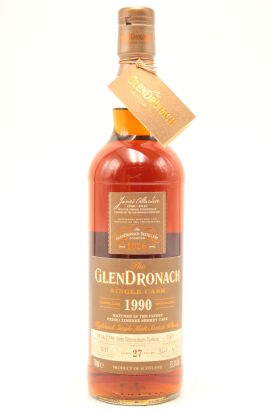(1) Glendronach 1990 Single Pedro Ximenez Sherry Cask 27 Year Old Cask 7003, Number 341 of total 617 bottles / Batch 16, 55.3% ABV