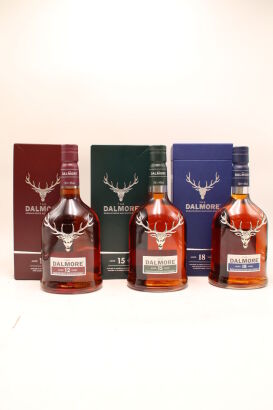 (1) Dalmore 12, 15 & 18yo Singl Malt Scotch Whisky, Three bottles sold as one lot