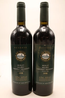 (2) 1998 Esk Valley Reserve Merlot Malbec Cabernet, Hawkes Bay