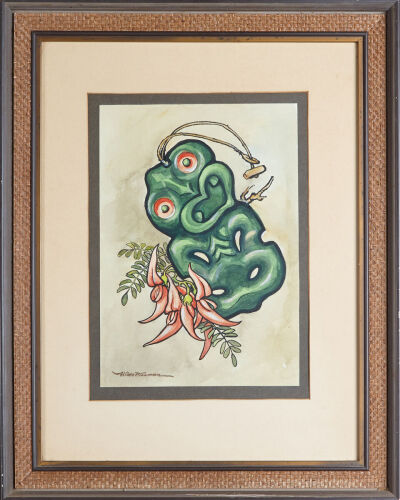 HILDA WISEMAN Māori Tiki and Red Kowhai