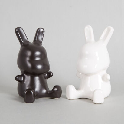 A Pair of Ema Frost Ceramic Bunnies