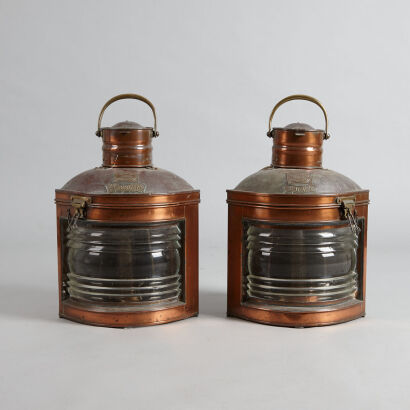 A Pair of Starboard and Port Davey's Patent Windproof Ship Lamps