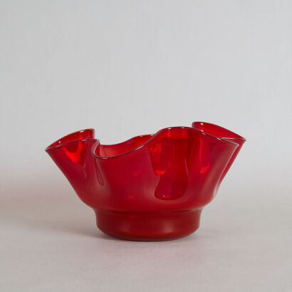 A Russian Red Art Glass Bowl