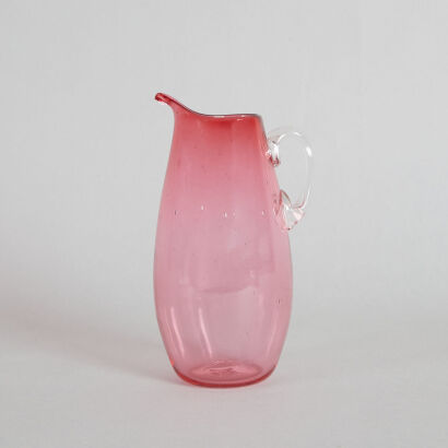 A Mike Gregor Pink Art Glass Jug