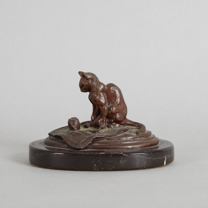 An Emmanuel Fremiet Bronze Sculpture of a Cat