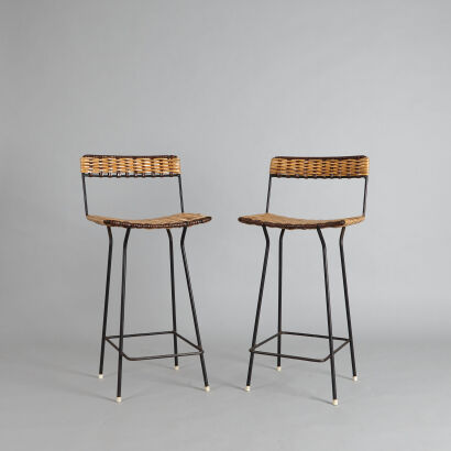 A Pair of Retro Cane Bar Stools