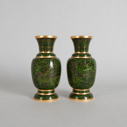 A Pair of Closionne 'Dragon' Vases