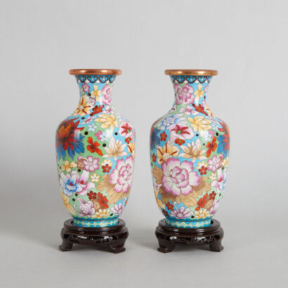 A Pair of Chinese Cloisonne Vases