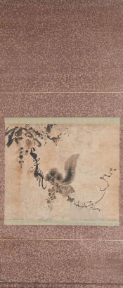 A Chinese Painting of Squirrel and Grapes