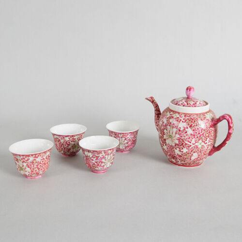 A Chinese Late Qing Dynasty to Republic Period Red-glazed Tea Cup and Tea Pots